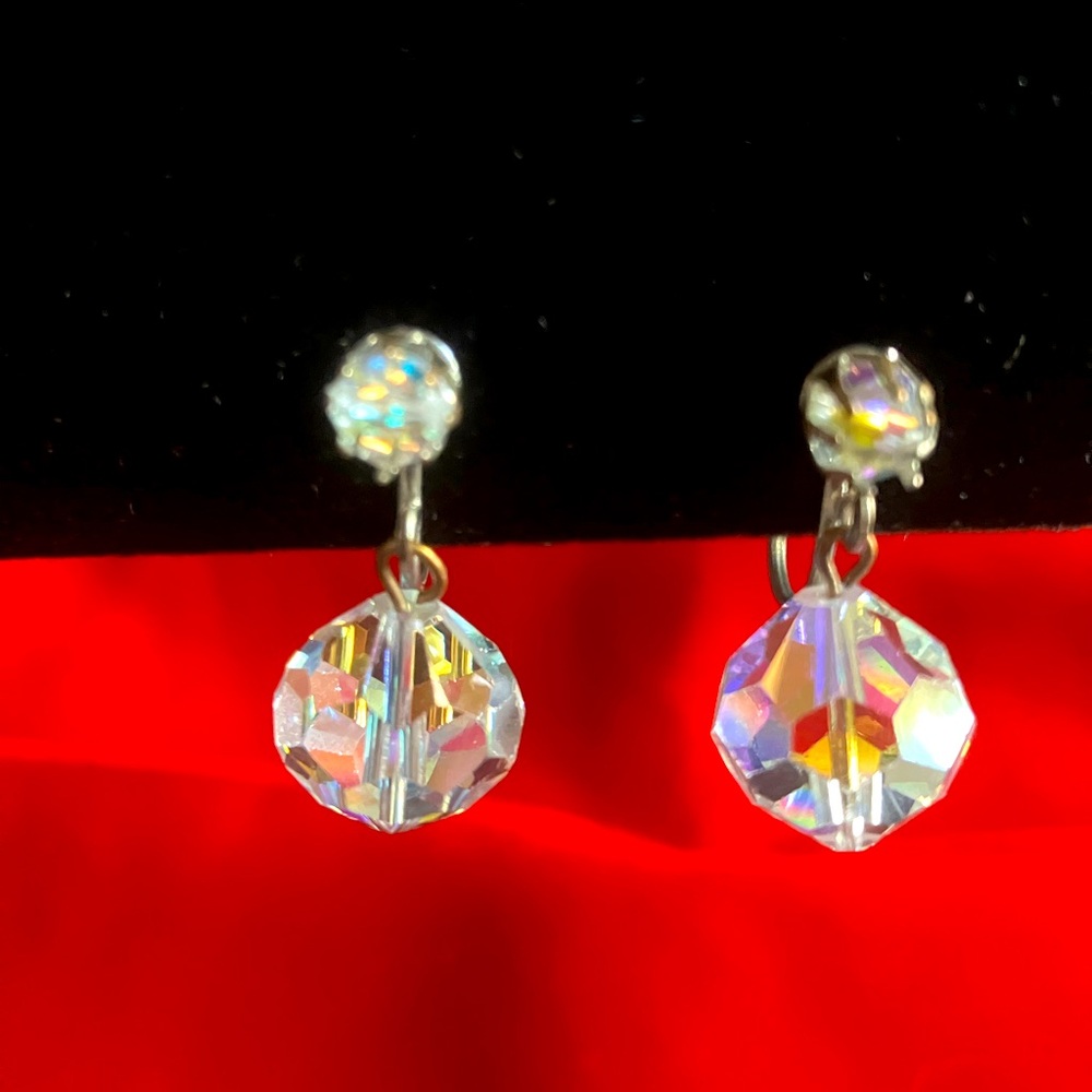 Vintage Laguna Glass Crystal Clip on Earrings